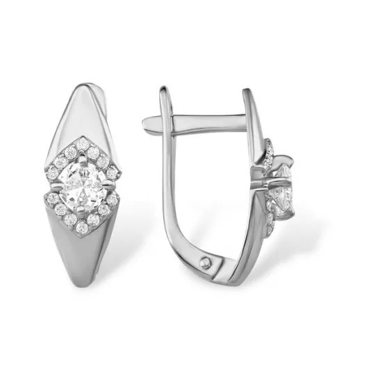 Серьги с фианитом из серебра