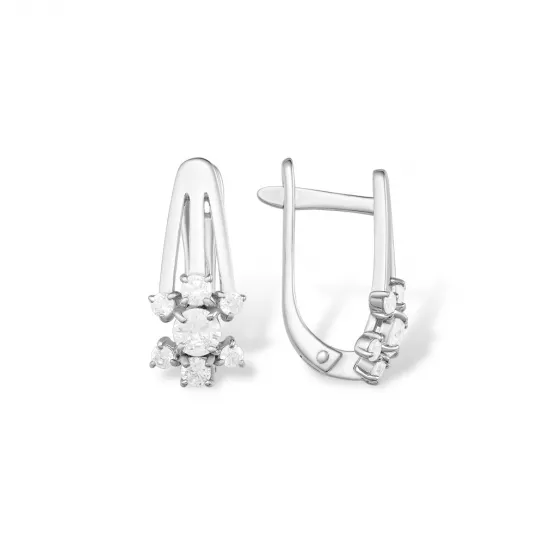 Серьги с фианитом из серебра