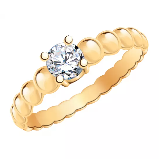 Кольцо с фианитом из золота