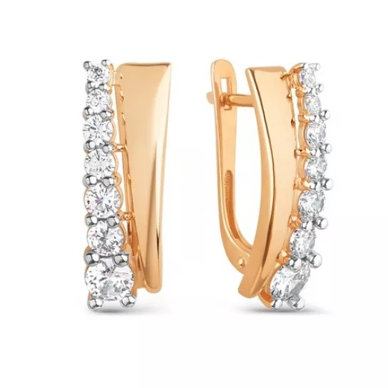 Серьги с фианитом из золота