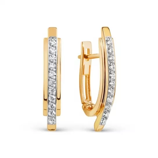 Серьги с фианитом из золота