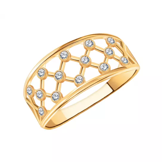 Кольцо с фианитом из золота