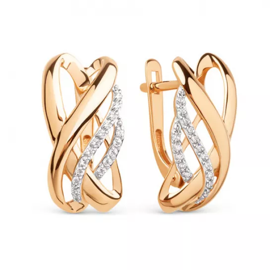 Серьги с фианитом из золота