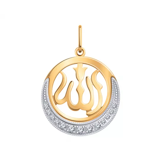 Подвеска мусульманская с фианитом из золота