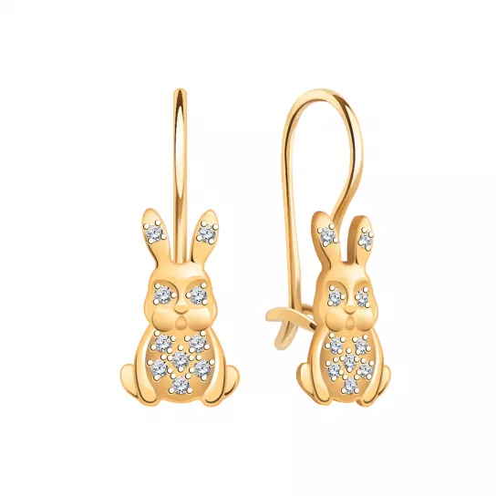 Серьги детские с фианитом из золота