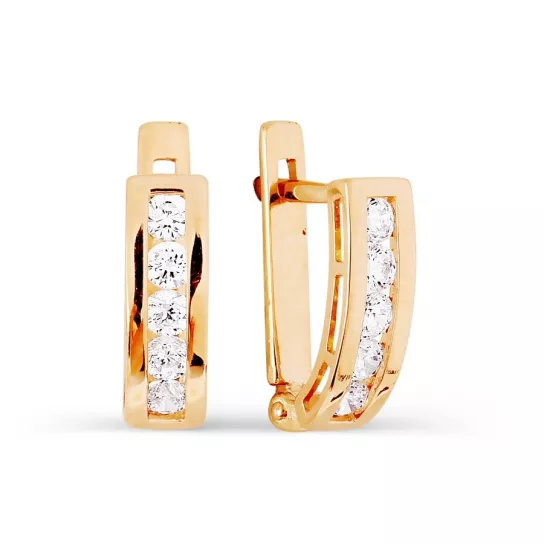 Серьги с фианитом из золота