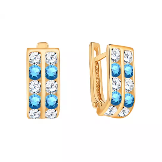 Серьги детские с фианитом из золота