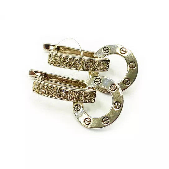 Серьги с фианитом из серебра