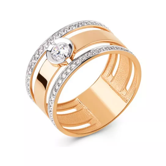 Кольцо с фианитом из золота