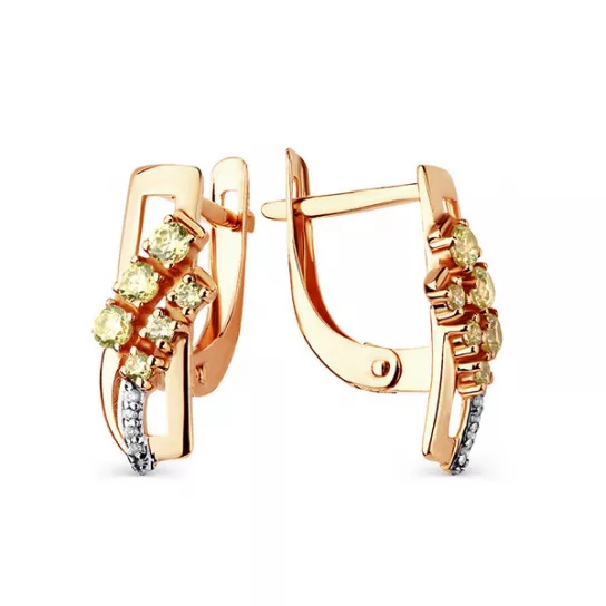 Серьги с фианитом из золота