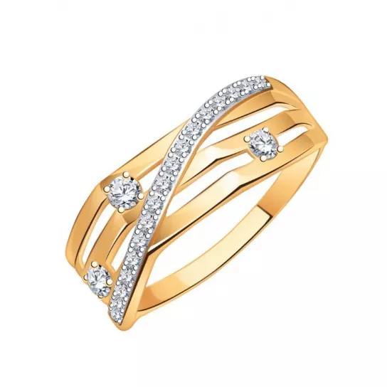 Кольцо с фианитом из золота