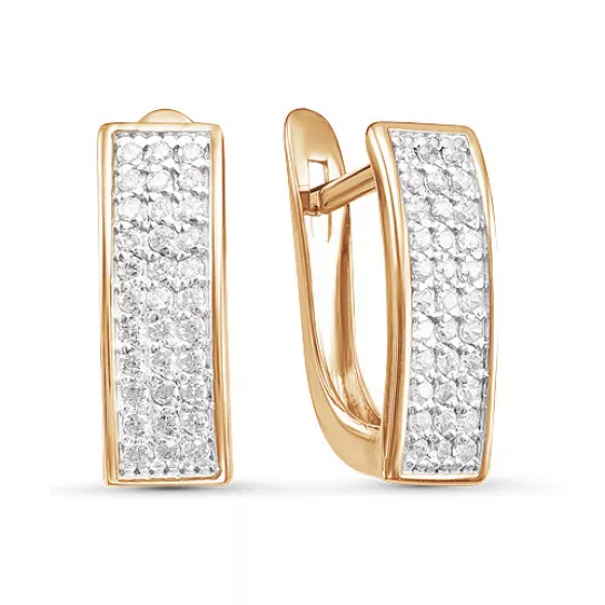 Серьги с фианитом из золота