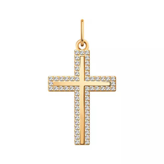 Крест с фианитом из золота