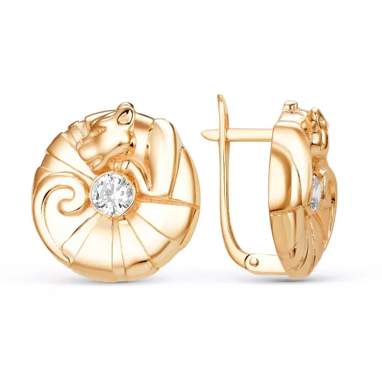 Серьги с фианитом из золота