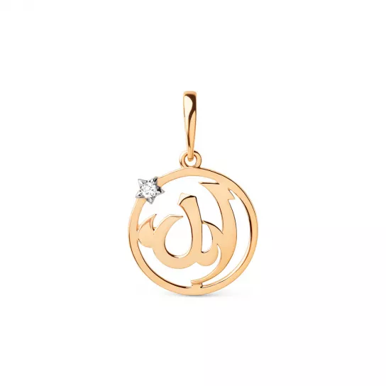 Подвеска мусульманская с фианитом из золота