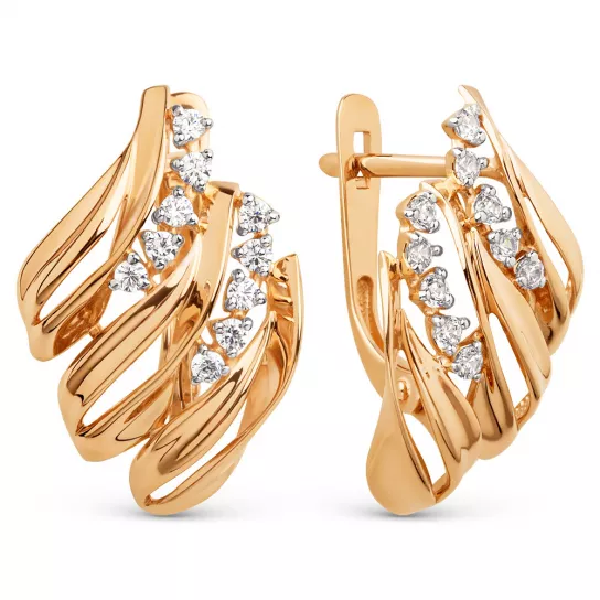 Серьги с фианитом из золота