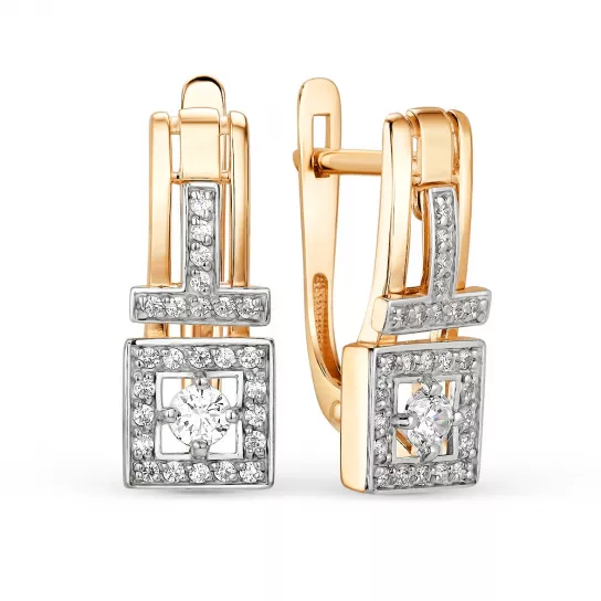 Серьги с фианитом из золота