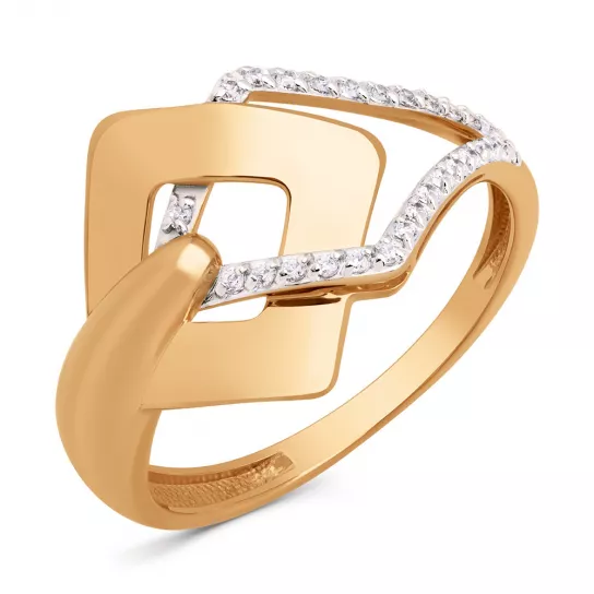 Кольцо с фианитом из золота