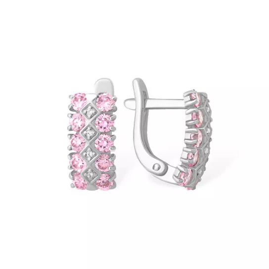 Серьги с фианитом из серебра