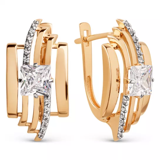 Серьги с фианитом из золота