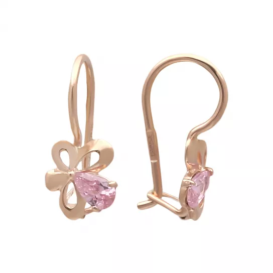 Серьги детские с фианитом из золота
