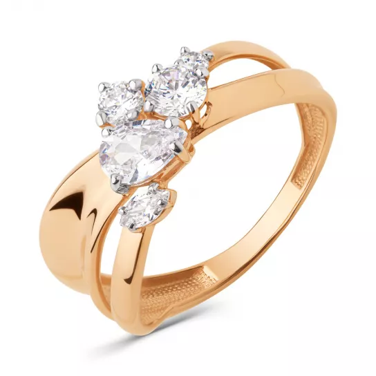 Кольцо с фианитом из золота