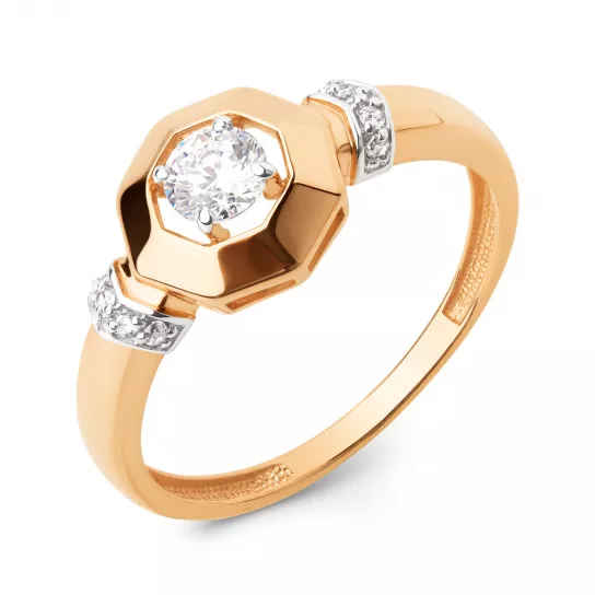 Кольцо с фианитом из золота