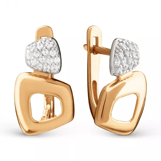 Серьги с фианитом из золота