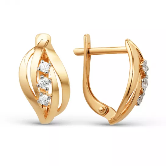 Серьги с фианитом из золота