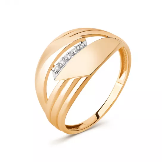 Кольцо с фианитом из золота