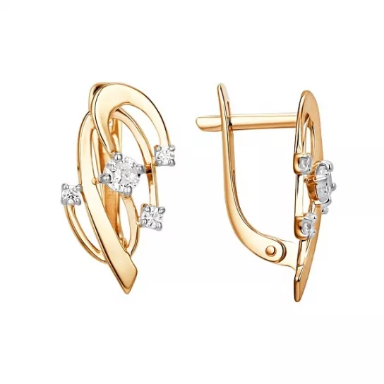 Серьги с фианитом из золота