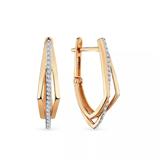 Серьги с фианитом из золота