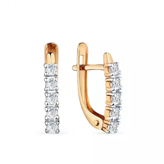 Серьги с фианитом из золота