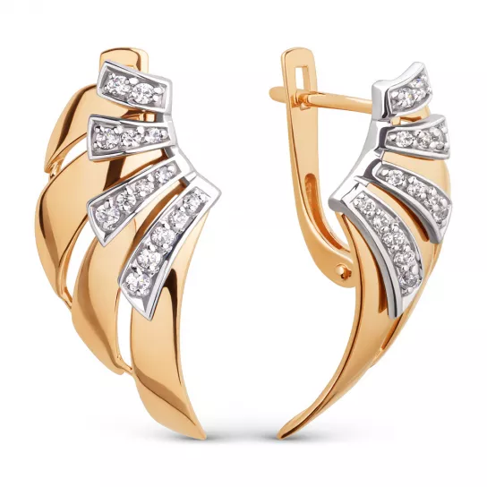 Серьги с фианитом из золота