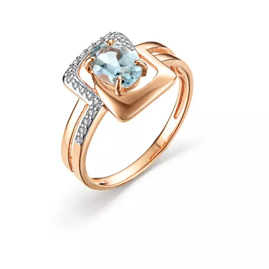 Кольцо с топазом и фианитом из золота