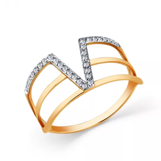 Кольцо с фианитом из золота