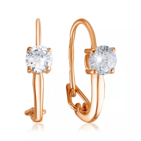 Серьги с фианитом из золота