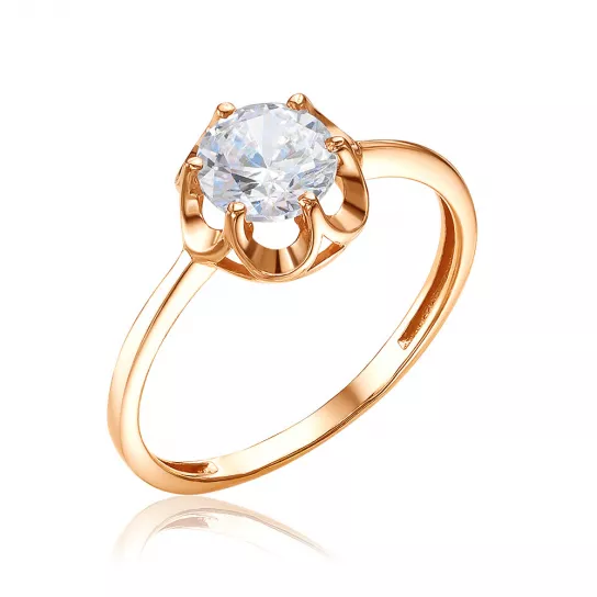 Кольцо с фианитом из золота