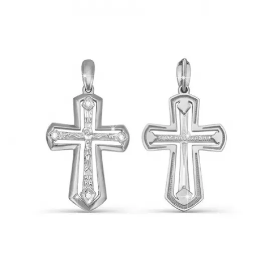 Крест с фианитом из серебра